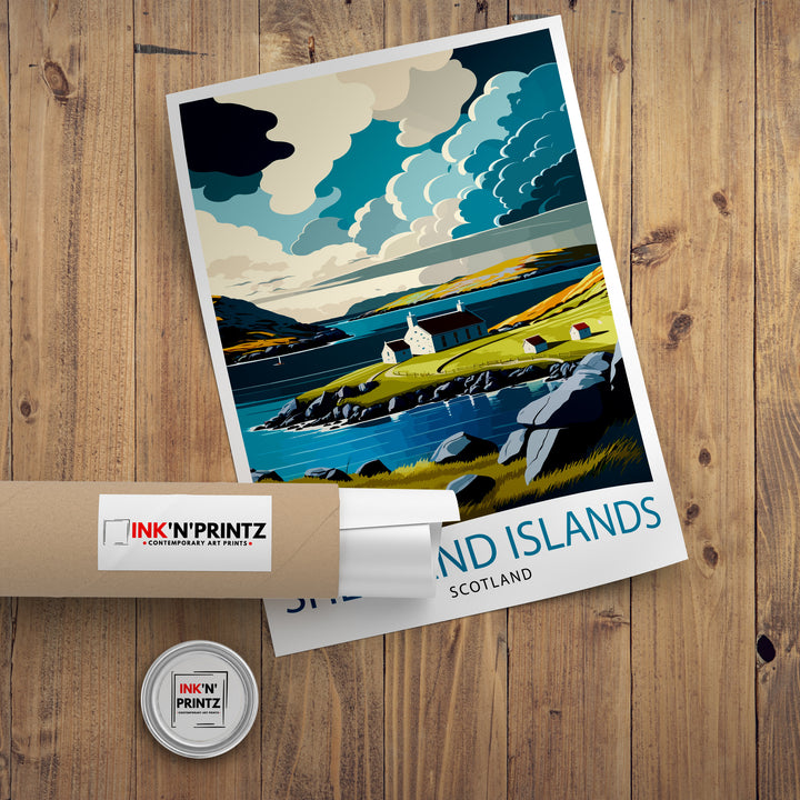 Shetland Islands Travel Poster Scotland Wall Art Shetland Islands Decor Scotland Illustration Travel Poster Gift for Travelers