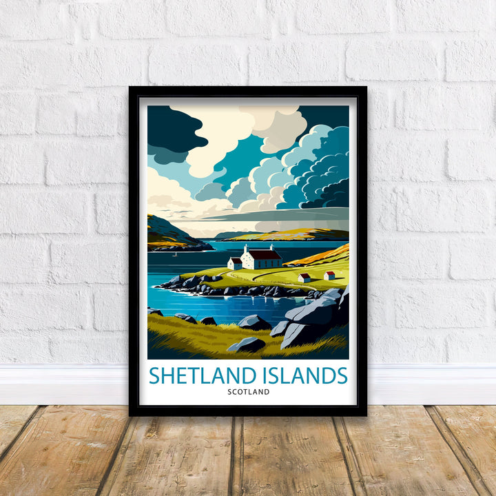 Shetland Islands Travel Poster Scotland Wall Art Shetland Islands Decor Scotland Illustration Travel Poster Gift for Travelers