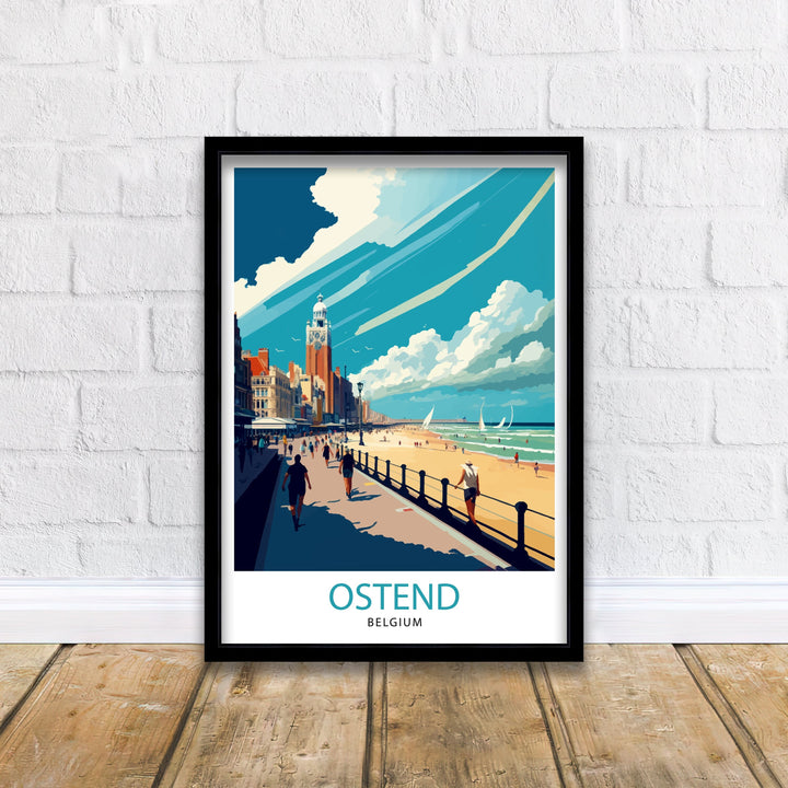 Ostend Belgium Travel Poster Ostend Wall Art Ostend Home Decor Ostend Belgium Illustration Travel Poster Gift For Belgium Belgium Home Decor