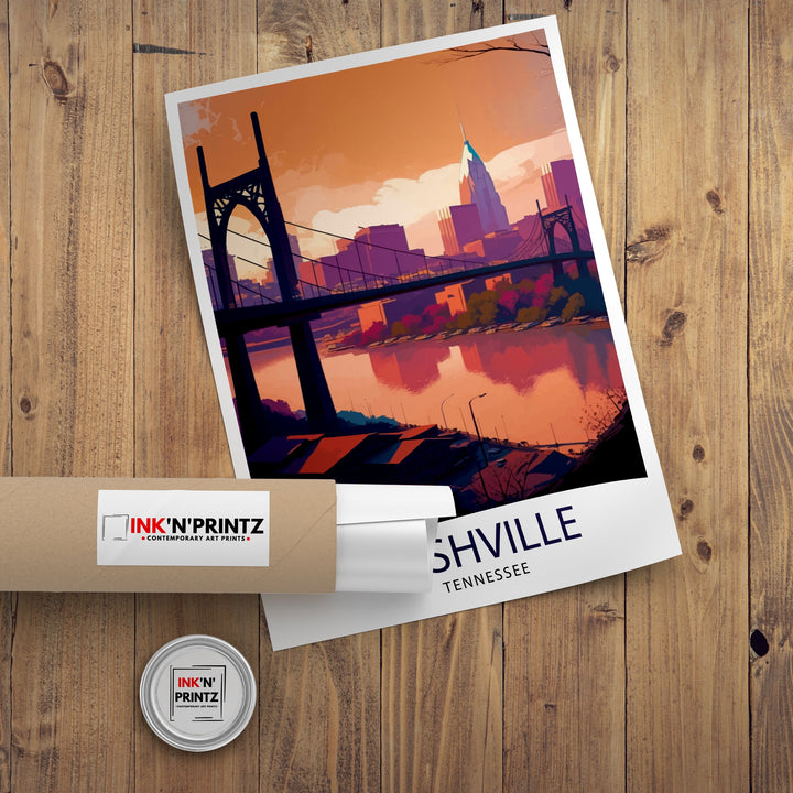 Nashville Travel Print| Nashville Wall Art Nashville Poster Music City Decor Tennessee Print Nashville Illustration Travel Poster Nashville