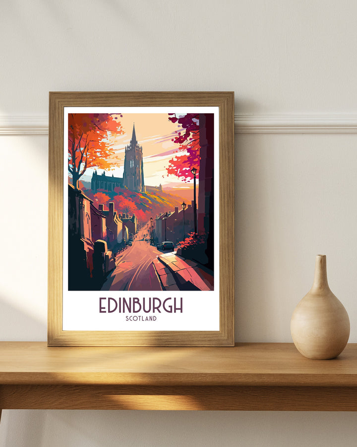Edinburgh Scotland Travel Poster Edinburgh Wall Art Edinburgh Home Decor Scotland Illustration