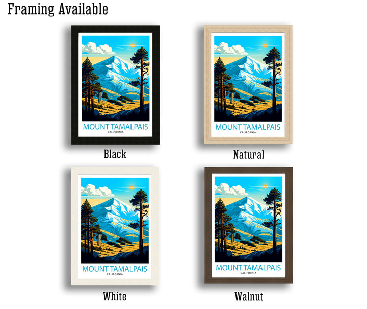 Mount Tamalpais Travel Print| California Wall Art Mount Tamalpais Poster Mountain Landscape Travel Poster California Decor, Nature Print