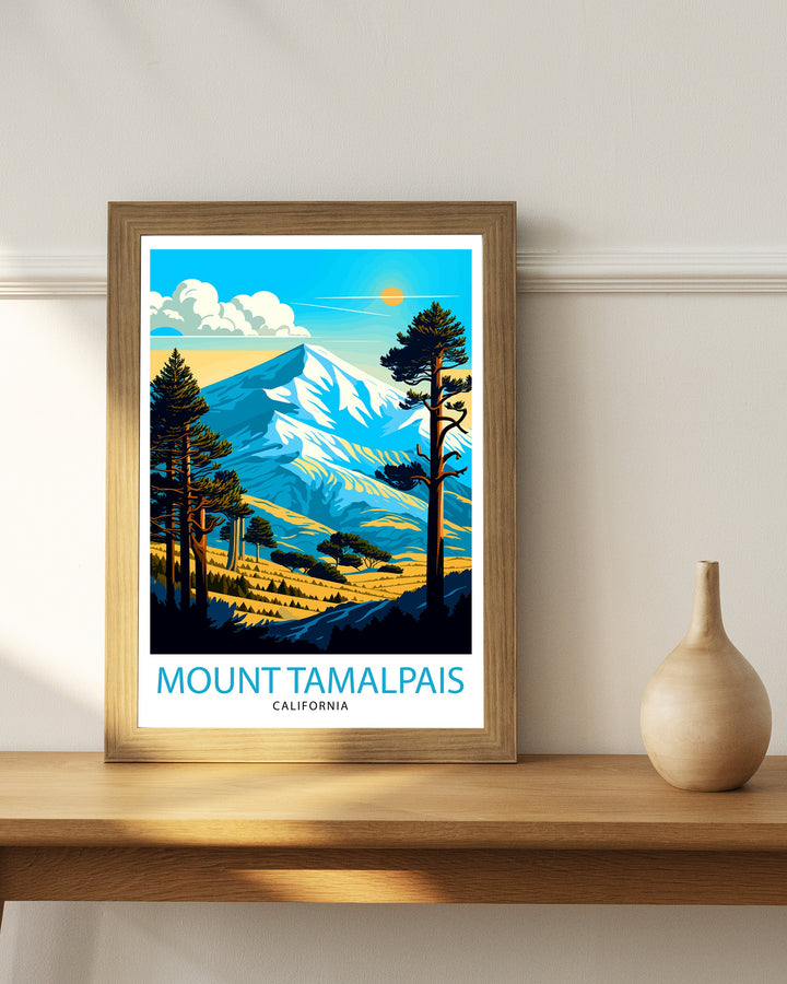 Mount Tamalpais Travel Print| California Wall Art Mount Tamalpais Poster Mountain Landscape Travel Poster California Decor, Nature Print