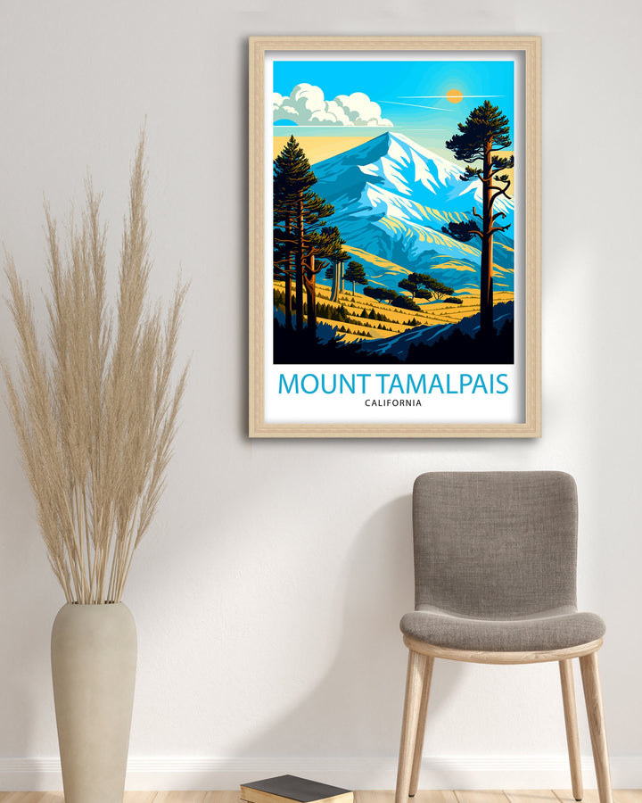 Mount Tamalpais Travel Print| California Wall Art Mount Tamalpais Poster Mountain Landscape Travel Poster California Decor, Nature Print