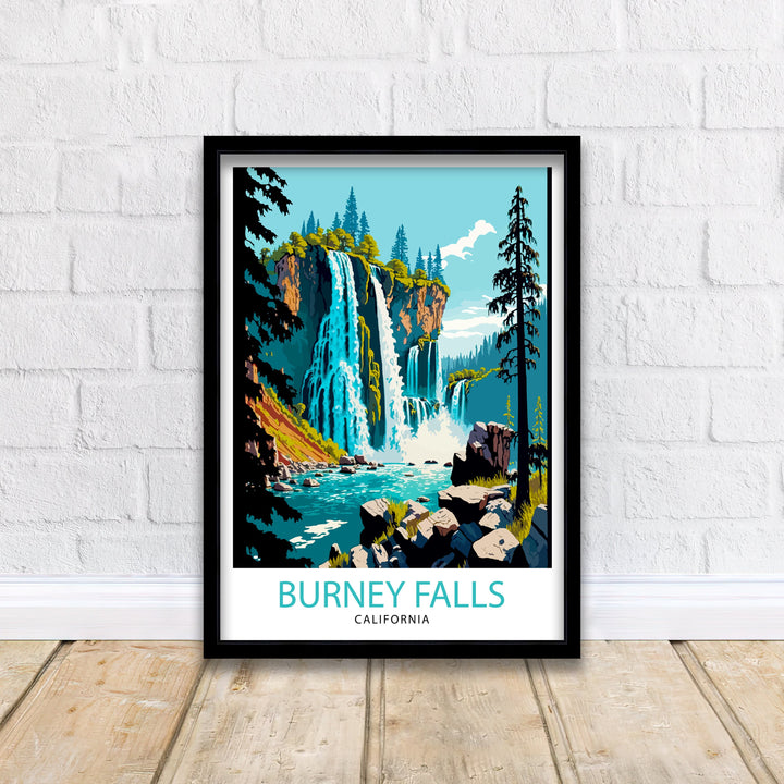Burney Falls California Travel Poster Wall Art Home Decor California Illustration Travel Poster Gift For Nature Lovers California State Parks