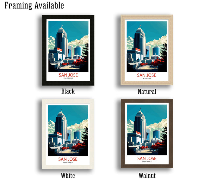 San Jose Travel Print| San Jose Wall Art San Jose California Illustration San Jose Travel Poster San Jose Home Decor San Jose Gift