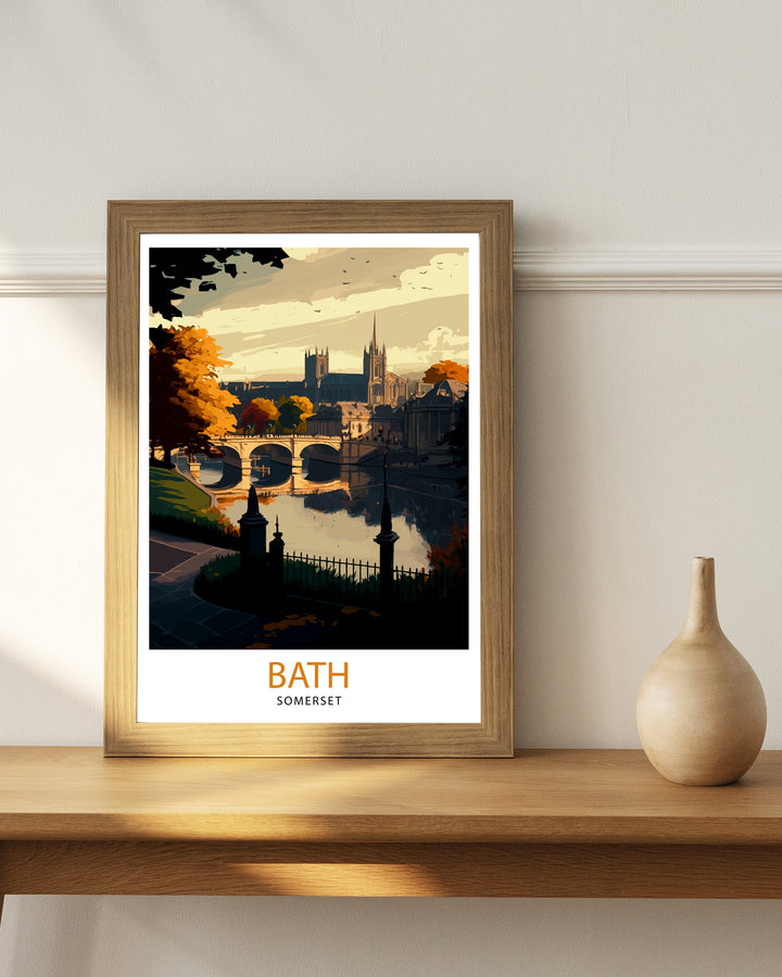 Bath Somerset Travel Poster Bath Wall Art Bath England Illustration Travel Poster Gift For Bath UK Home Decor