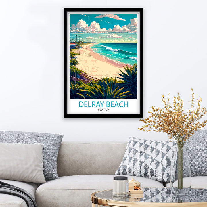 Delray Beach Florida Travel Print| Delray Beach Wall Decor Delray Beach Home Living Decor Delray Beach Florida Illustration Travel Poster