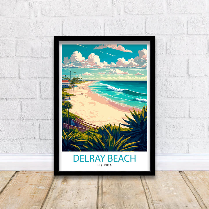 Delray Beach Florida Travel Print| Delray Beach Wall Decor Delray Beach Home Living Decor Delray Beach Florida Illustration Travel Poster