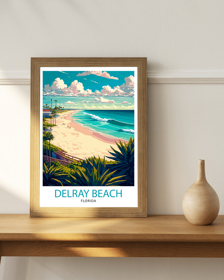 Delray Beach Florida Travel Print| Delray Beach Wall Decor Delray Beach Home Living Decor Delray Beach Florida Illustration Travel Poster