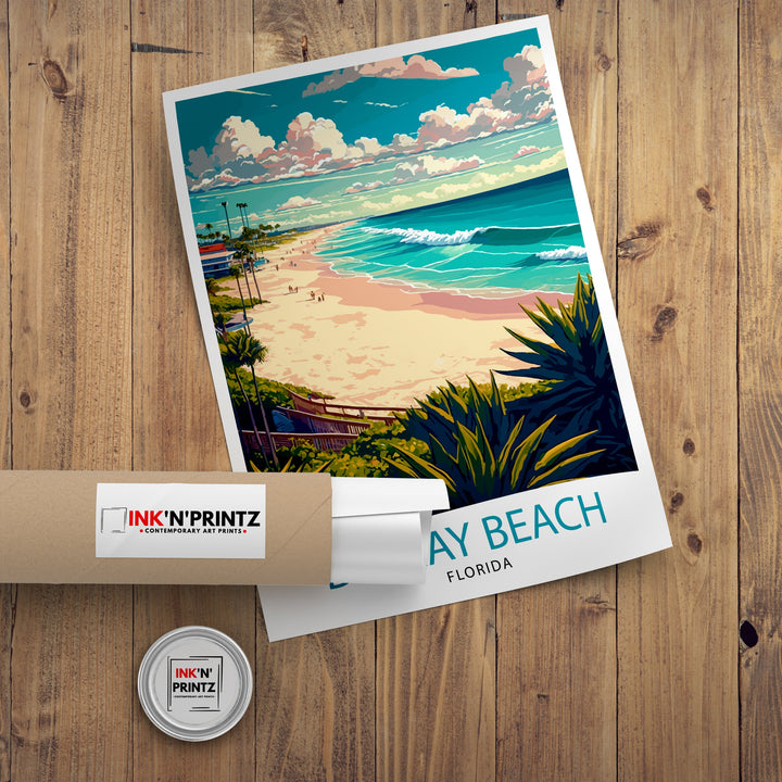 Delray Beach Florida Travel Print| Delray Beach Wall Decor Delray Beach Home Living Decor Delray Beach Florida Illustration Travel Poster