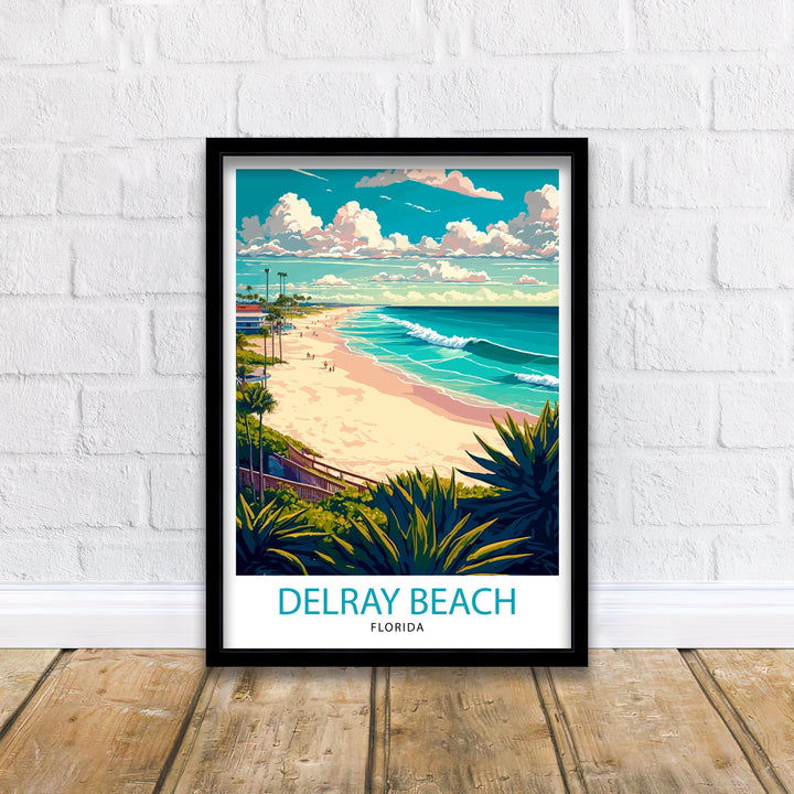 Delray Beach Florida Travel Print| Delray Beach Wall Decor Delray Beach Home Living Decor Delray Beach Florida Illustration Travel Poster
