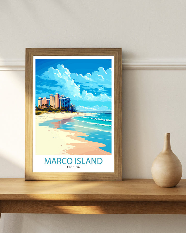 Marco Island Florida Travel Print| Marco Island Wall Art Marco Island Poster Florida Travel Print Beach Decor, Florida Wall Art, Travel Gift