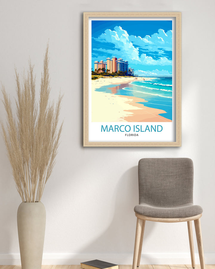 Marco Island Florida Travel Print| Marco Island Wall Art Marco Island Poster Florida Travel Print Beach Decor, Florida Wall Art, Travel Gift