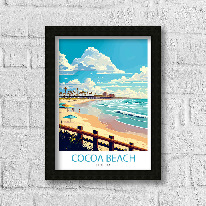 Cocoa Beach Florida Travel Print| Cocoa Beach Wall Art Cocoa Beach Home Decor Cocoa Beach Illustration Travel Poster Gift For Cocoa Beach