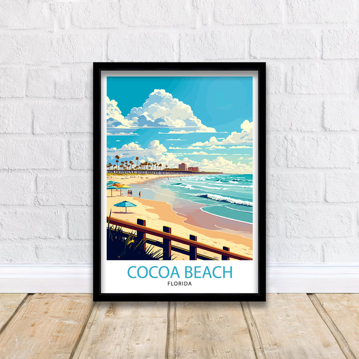 Cocoa Beach Florida Travel Print| Cocoa Beach Wall Art Cocoa Beach Home Decor Cocoa Beach Illustration Travel Poster Gift For Cocoa Beach