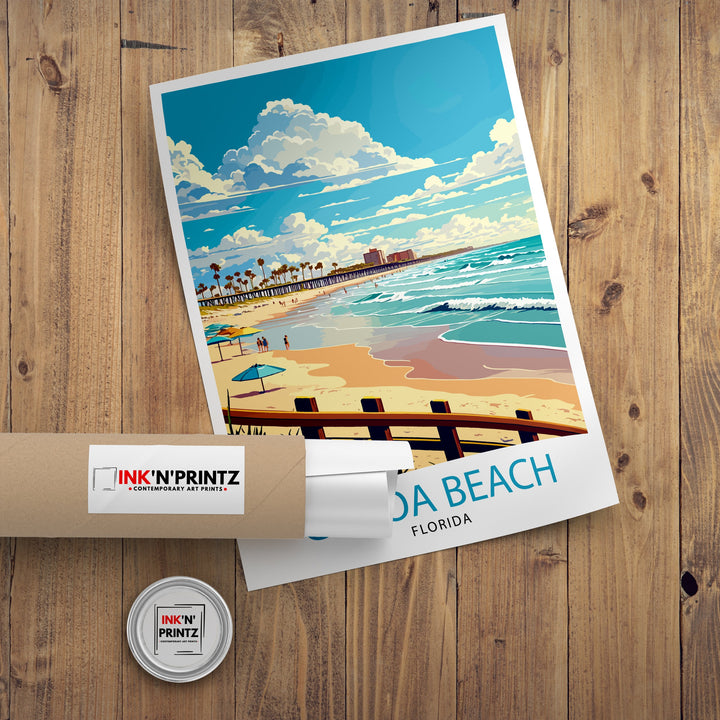 Cocoa Beach Florida Travel Print| Cocoa Beach Wall Art Cocoa Beach Home Decor Cocoa Beach Illustration Travel Poster Gift For Cocoa Beach