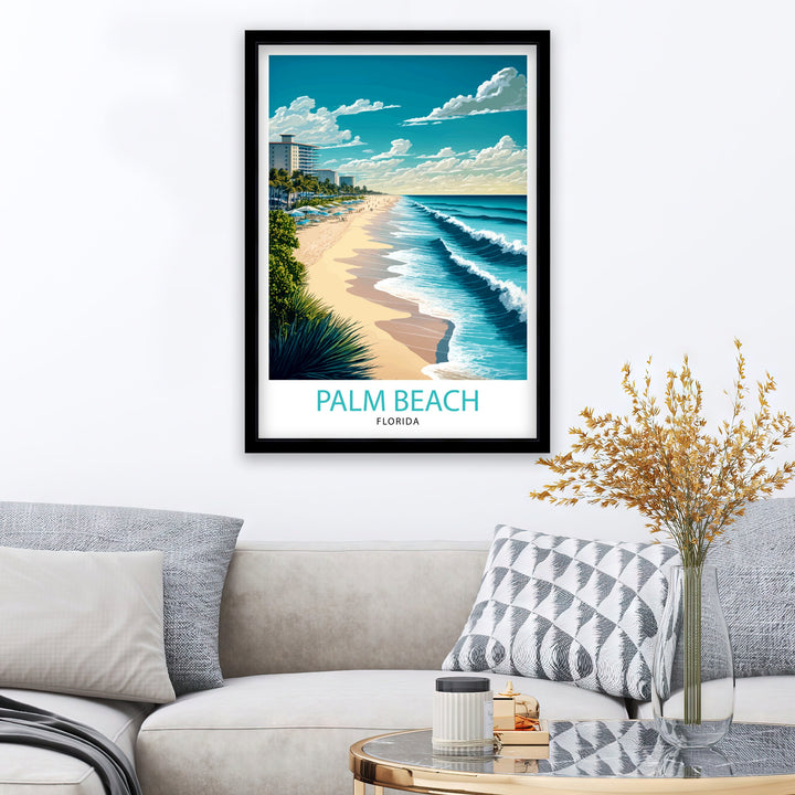 Palm Beach Florida Travel Print Palm Beach Wall Decor Palm Beach Home Living Decor Palm Beach Illustration Travel Poster Gift For Palm Beach