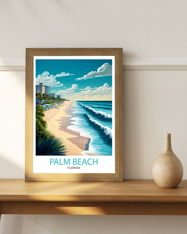 Palm Beach Florida Travel Print Palm Beach Wall Decor Palm Beach Home Living Decor Palm Beach Illustration Travel Poster Gift For Palm Beach