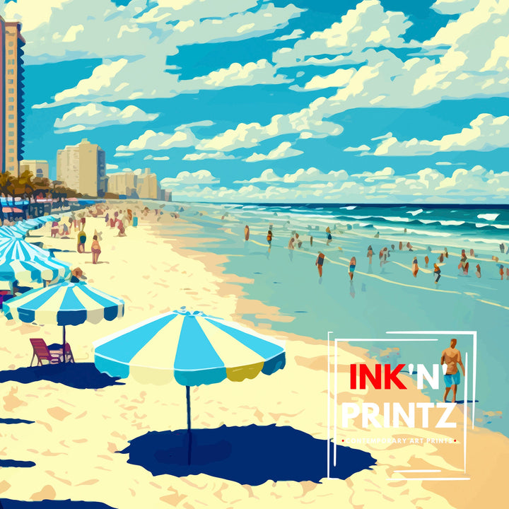 Daytona Beach Travel Print| Florida Wall Art Daytona Beach Poster Daytona Beach Illustration Daytona Beach Decor Florida Travel Print