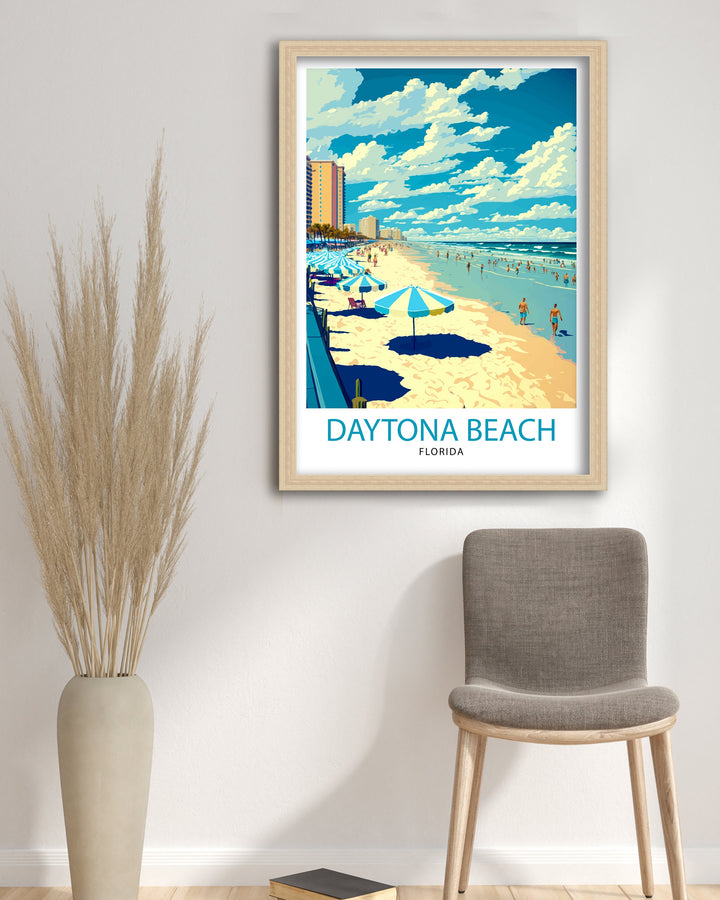 Daytona Beach Travel Print| Florida Wall Art Daytona Beach Poster Daytona Beach Illustration Daytona Beach Decor Florida Travel Print