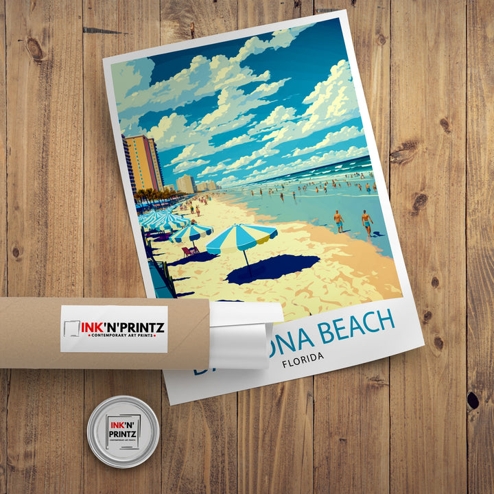 Daytona Beach Travel Print| Florida Wall Art Daytona Beach Poster Daytona Beach Illustration Daytona Beach Decor Florida Travel Print