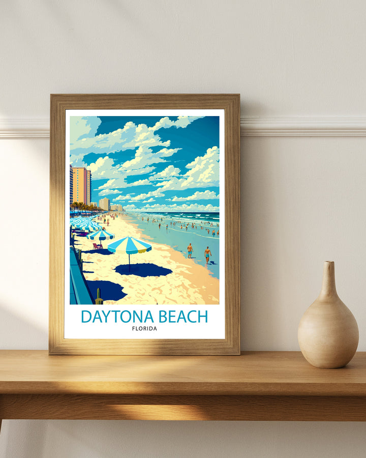 Daytona Beach Travel Print| Florida Wall Art Daytona Beach Poster Daytona Beach Illustration Daytona Beach Decor Florida Travel Print