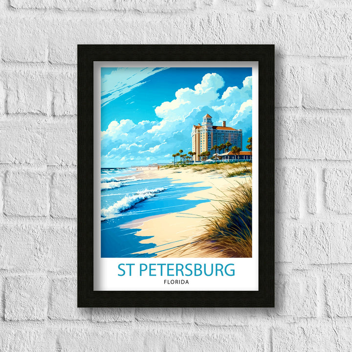St. Petersburg Florida Travel Print St. Pete Wall Art Florida Beach Decor St. Petersburg Illustration Travel Poster Gift for Florida Lover