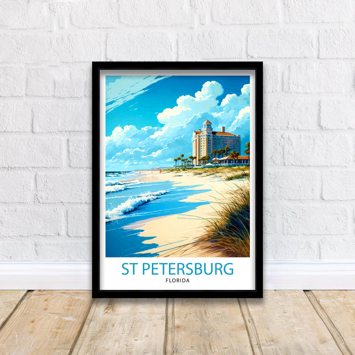 St. Petersburg Florida Travel Print St. Pete Wall Art Florida Beach Decor St. Petersburg Illustration Travel Poster Gift for Florida Lover