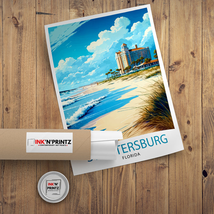 St. Petersburg Florida Travel Print St. Pete Wall Art Florida Beach Decor St. Petersburg Illustration Travel Poster Gift for Florida Lover