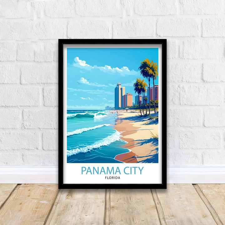 Panama City Beach Florida Travel Print| Wall Decor Illustration Travel Poster Beach House Decor Gift for Beach Lovers
