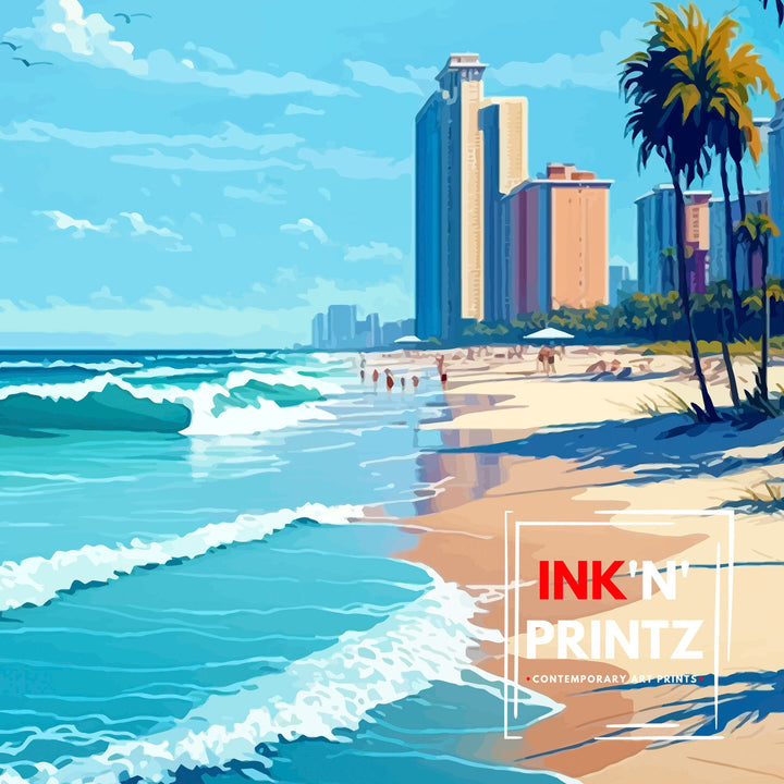 Panama City Beach Florida Travel Print| Wall Decor Illustration Travel Poster Beach House Decor Gift for Beach Lovers