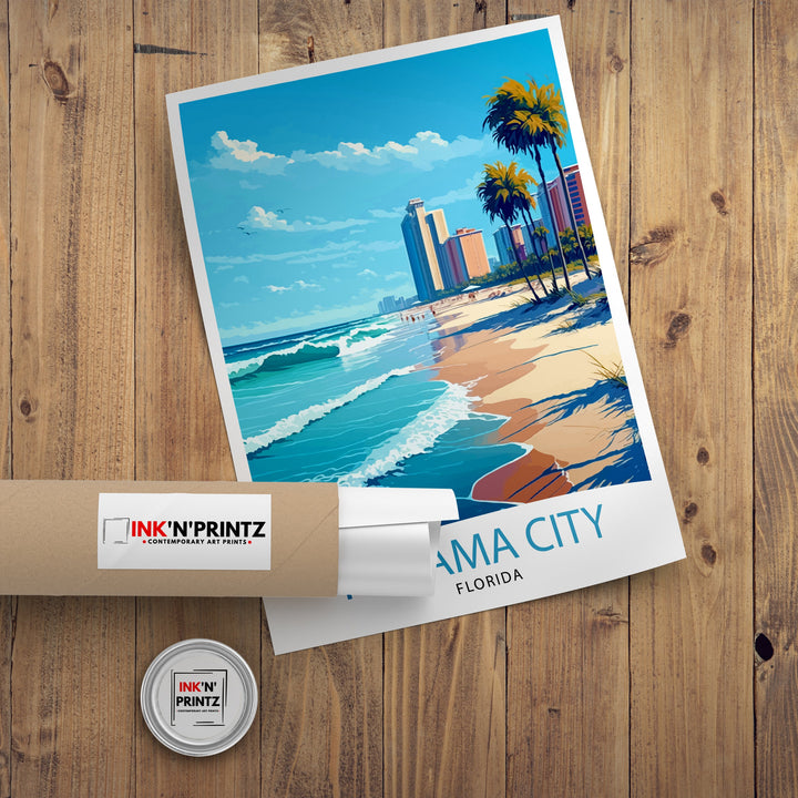 Panama City Beach Florida Travel Print| Wall Decor Illustration Travel Poster Beach House Decor Gift for Beach Lovers