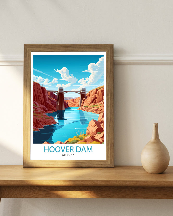 Hoover Dam Arizona Travel Print| Hoover Dam Wall Art Arizona Travel Poster Travel Print Gift Arizona Wall Decor Hoover Dam Art Print
