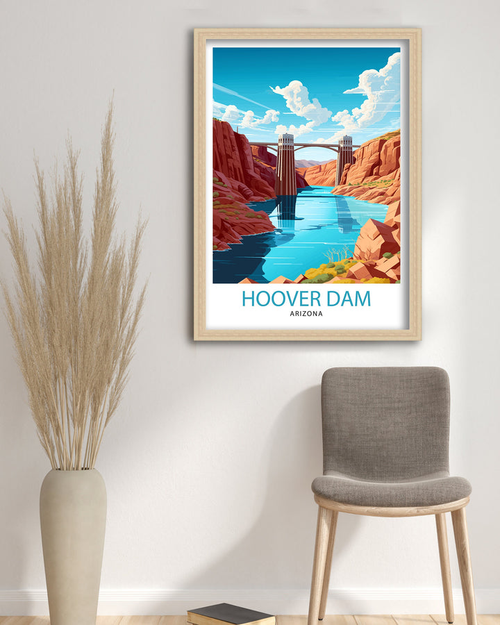 Hoover Dam Arizona Travel Print| Hoover Dam Wall Art Arizona Travel Poster Travel Print Gift Arizona Wall Decor Hoover Dam Art Print