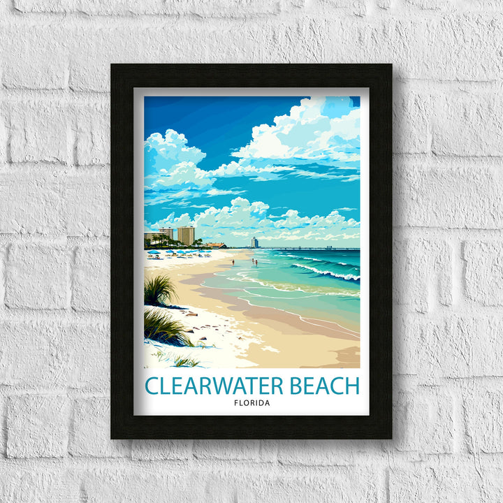 Clearwater Beach Florida Travel Print| Wall Decor Home Living Decor Illustration Travel Poster Gift for Clearwater Beach Florida Home Decor