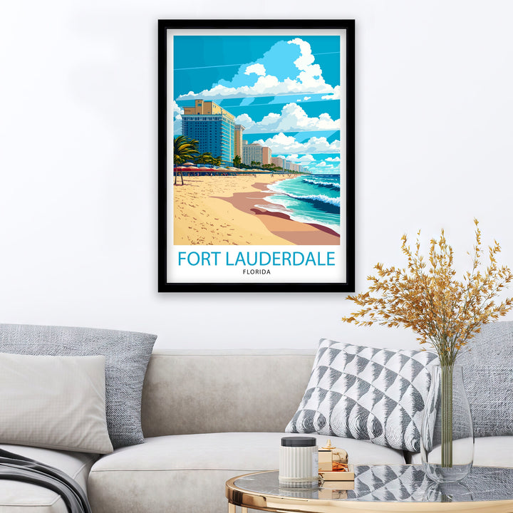 Fort Lauderdale Travel Print Fort Lauderdale Wall Decor Florida Beach Art Fort Lauderdale Travel Poster Fort Lauderdale Gift Fort Lauderdale