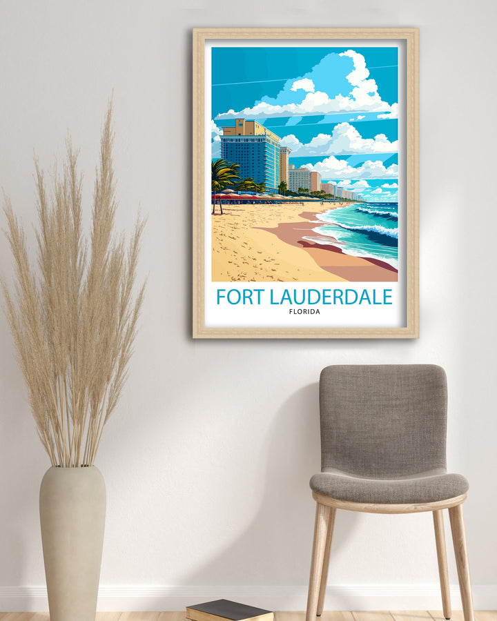 Fort Lauderdale Travel Print Fort Lauderdale Wall Decor Florida Beach Art Fort Lauderdale Travel Poster Fort Lauderdale Gift Fort Lauderdale
