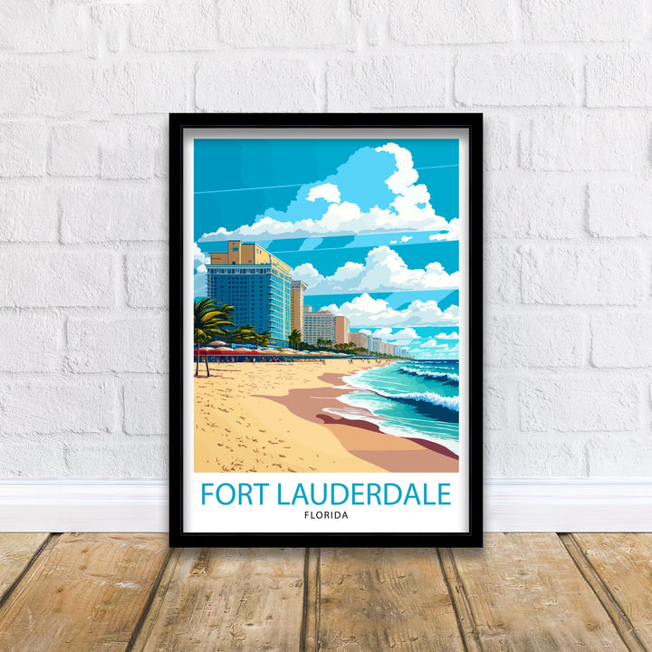 Fort Lauderdale Travel Print Fort Lauderdale Wall Decor Florida Beach Art Fort Lauderdale Travel Poster Fort Lauderdale Gift Fort Lauderdale