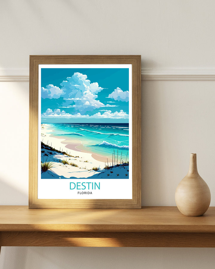 Destin Beach Florida Travel Print|, Beach Wall Art, Florida Travel Poster, Coastal Decor, Beach House Decor, Vacation Print, Travel Gift