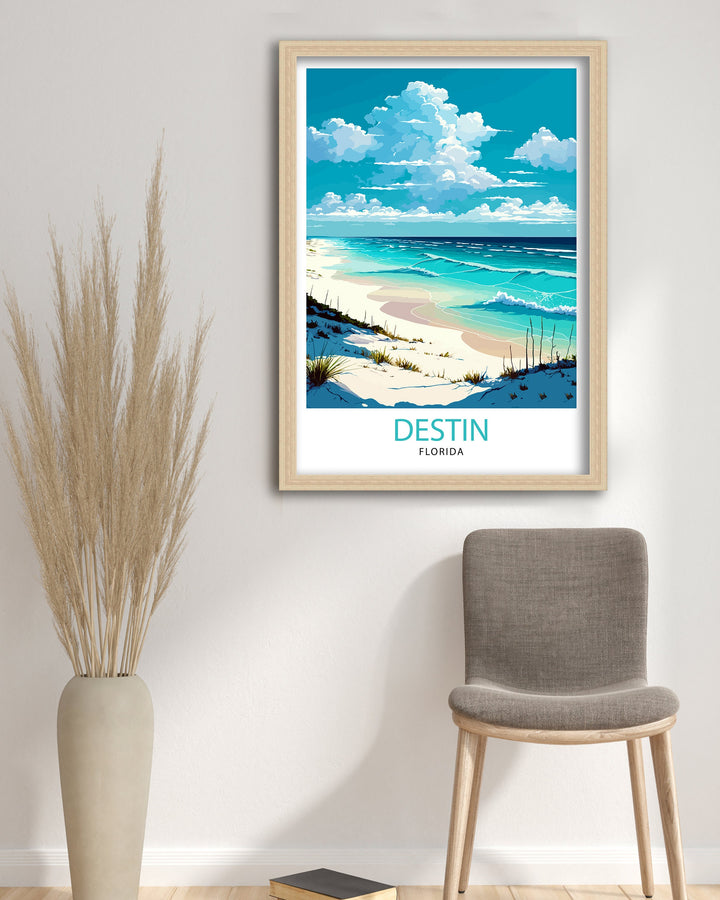 Destin Beach Florida Travel Print|, Beach Wall Art, Florida Travel Poster, Coastal Decor, Beach House Decor, Vacation Print, Travel Gift