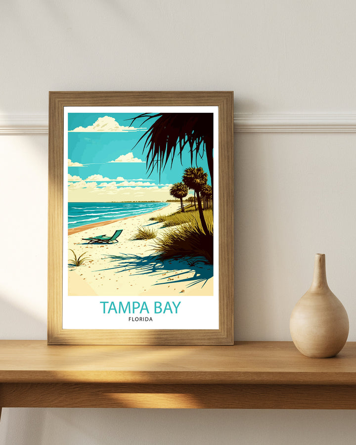 Tampa Bay Florida Travel Print Tampa Bay Wall Art Florida Poster, Tampa Bay Illustration Travel Poster Gift For Tampa Bay Florida Home Decor