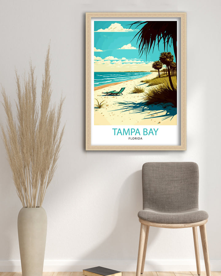 Tampa Bay Florida Travel Print Tampa Bay Wall Art Florida Poster, Tampa Bay Illustration Travel Poster Gift For Tampa Bay Florida Home Decor