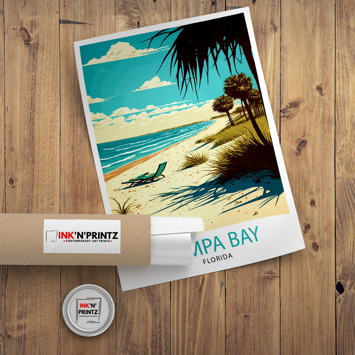 Tampa Bay Florida Travel Print Tampa Bay Wall Art Florida Poster, Tampa Bay Illustration Travel Poster Gift For Tampa Bay Florida Home Decor