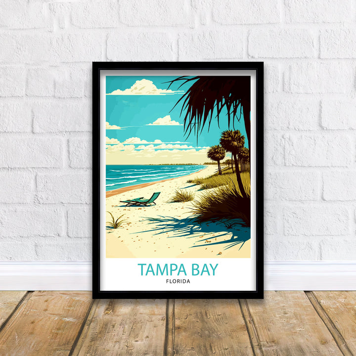 Tampa Bay Florida Travel Print Tampa Bay Wall Art Florida Poster, Tampa Bay Illustration Travel Poster Gift For Tampa Bay Florida Home Decor