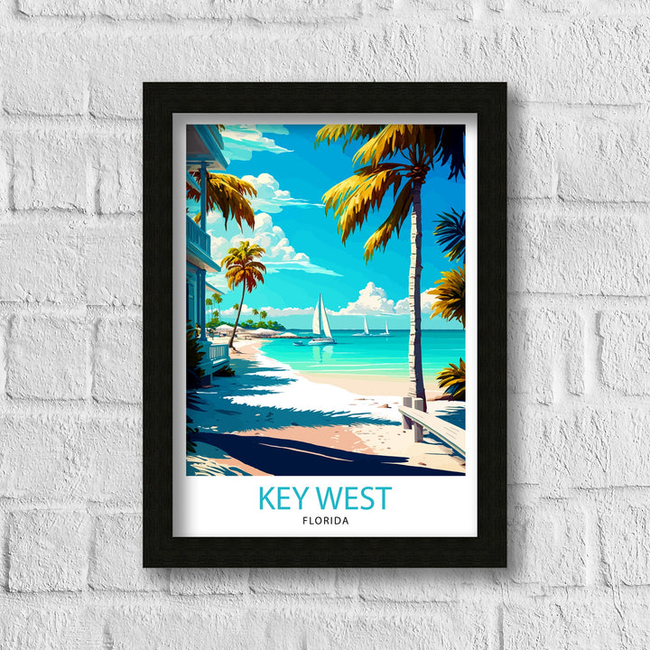 Key West Florida Travel Print| Key West Wall Decor Key West Home Living Decor Key West Illustration Travel Poster Gift For Key West Florida