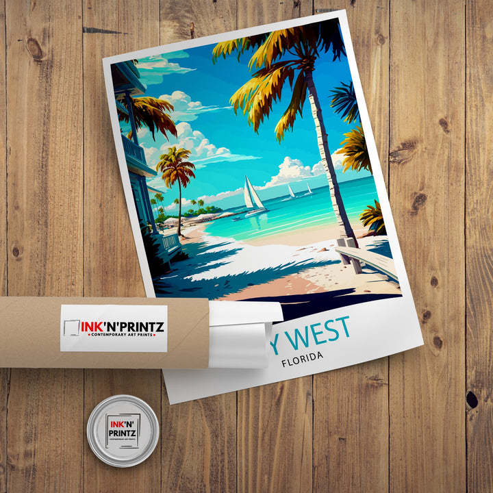 Key West Florida Travel Print| Key West Wall Decor Key West Home Living Decor Key West Illustration Travel Poster Gift For Key West Florida