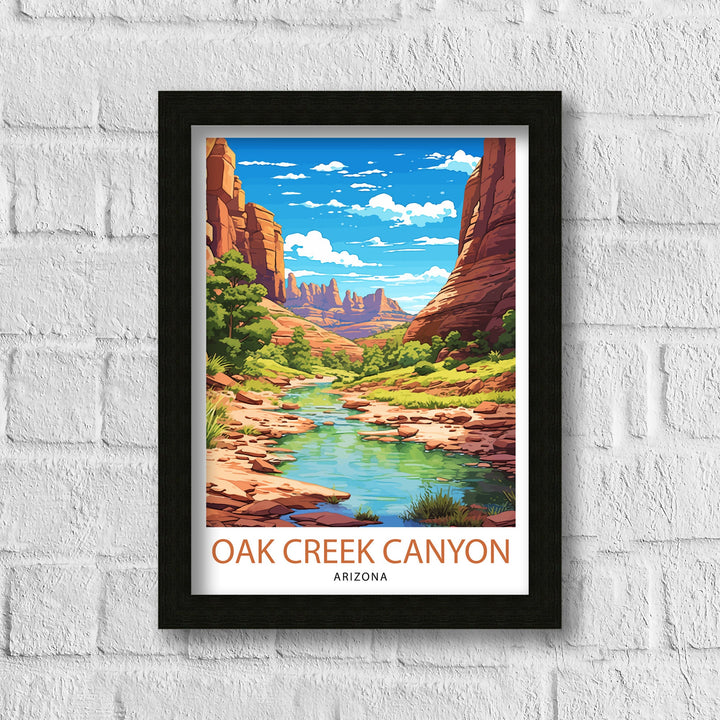 Oak Creek Canyon Arizona Travel Print| Arizona Wall Decor Arizona Home Decor Arizona Illustration Travel Poster Gift For Arizona Lovers