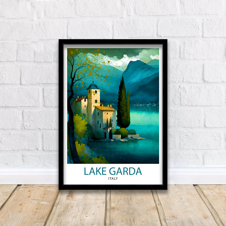 Lake Garda Italy Travel Print Lake Garda Wall Art Italy Travel Poster Lake Garda Home Decor Italy Illustration Gift for Italy Lovers