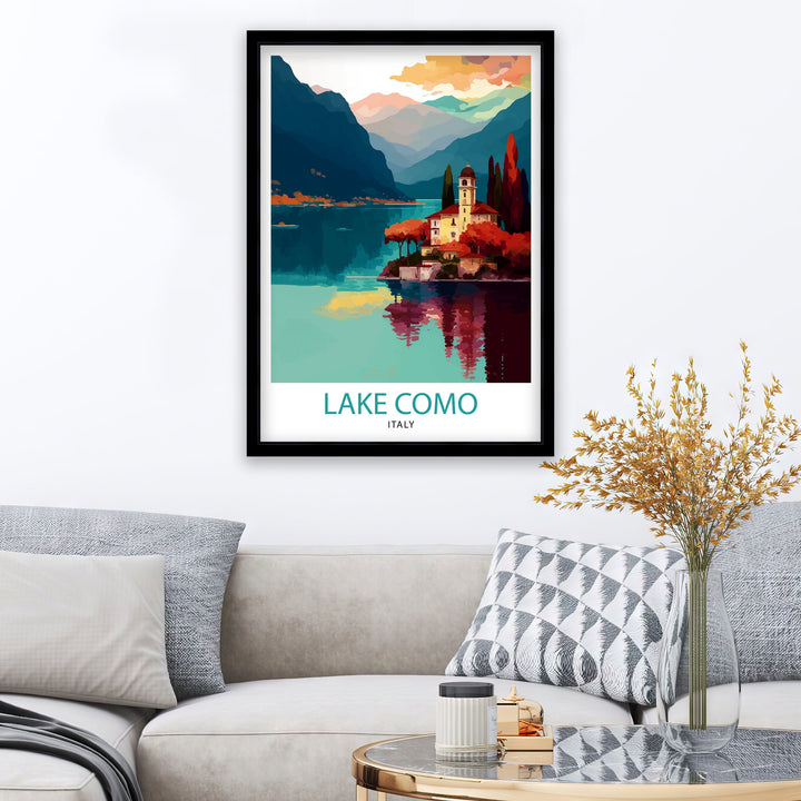 Lake Como Italy Travel Print Wall Decor Home Living Decor Italy Illustration Travel Poster Gift For Italy Home Decor